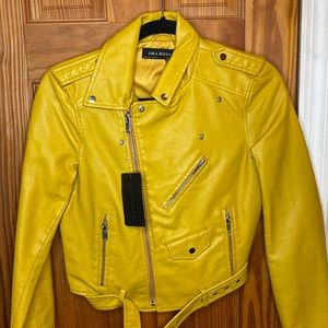 Mustard yellow leather jacket